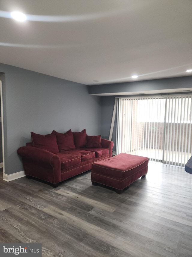 living room featuring dark hardwood / wood-style floors