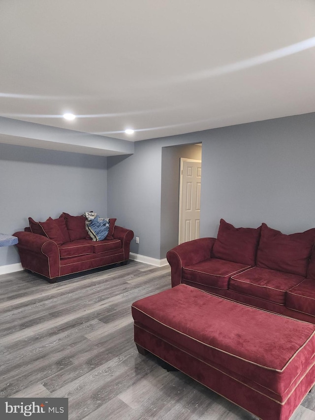 living room with hardwood / wood-style floors