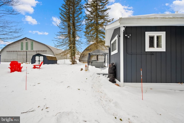 view of yard covered in snow