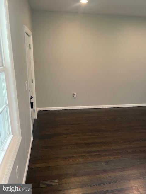 empty room with dark hardwood / wood-style floors