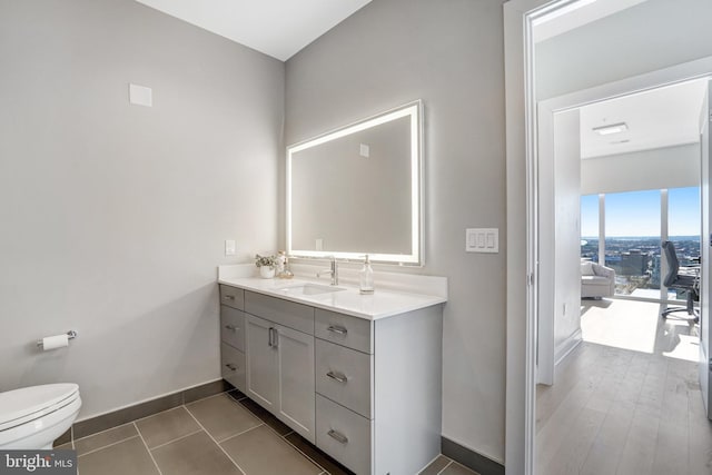 bathroom with toilet and vanity