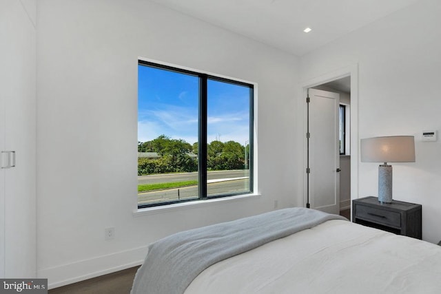 bedroom featuring dark wood-type flooring