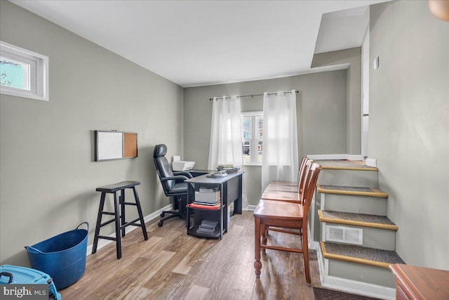 office area featuring hardwood / wood-style flooring