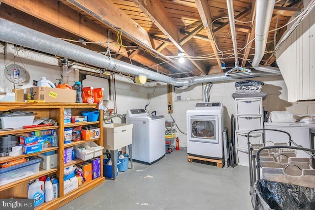 basement with independent washer and dryer