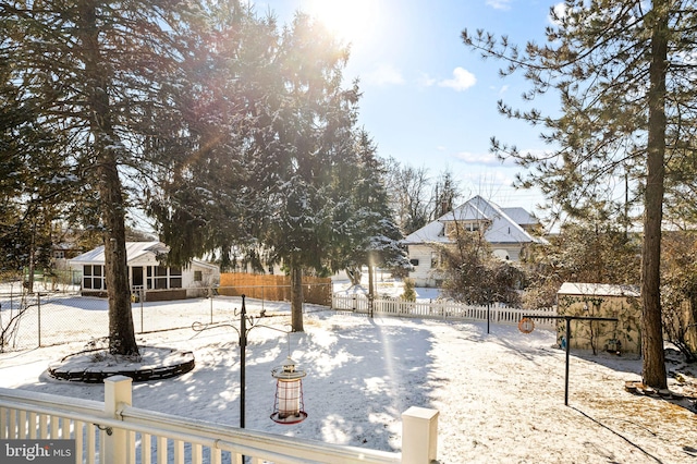 view of yard with a sunroom