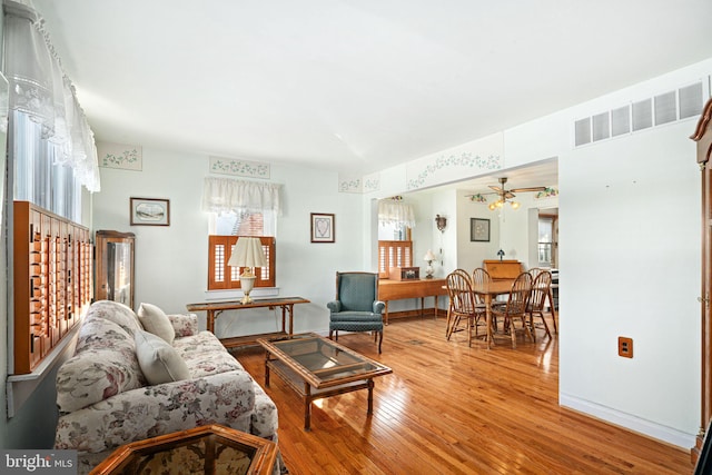 living room with hardwood / wood-style floors