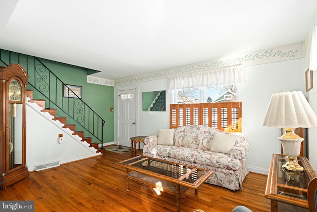 living room with wood-type flooring