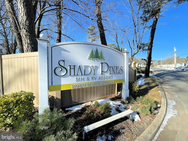 view of community sign