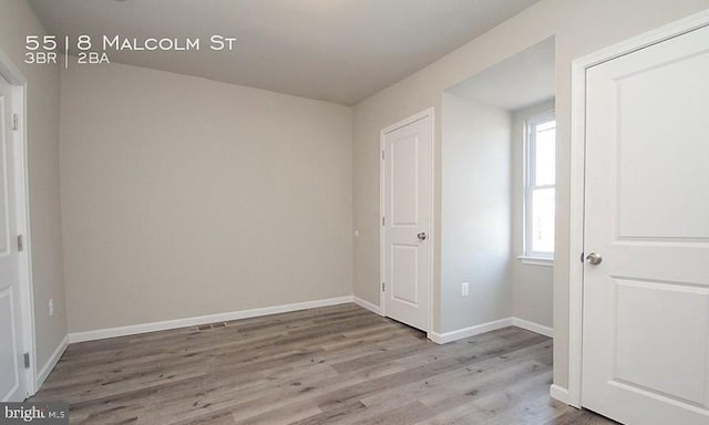 unfurnished bedroom featuring light hardwood / wood-style floors