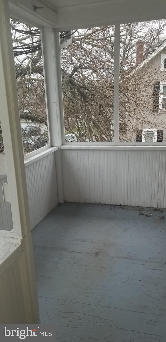 view of unfurnished sunroom