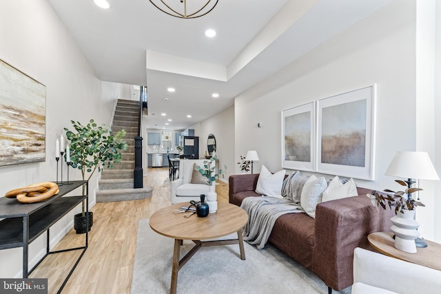 living room featuring light hardwood / wood-style floors