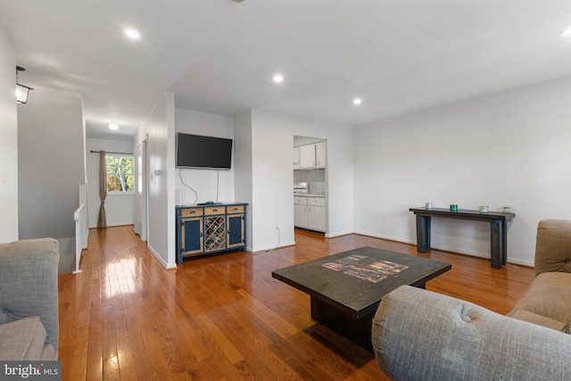 living room with wood-type flooring