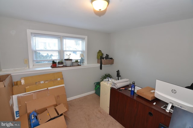 view of carpeted home office