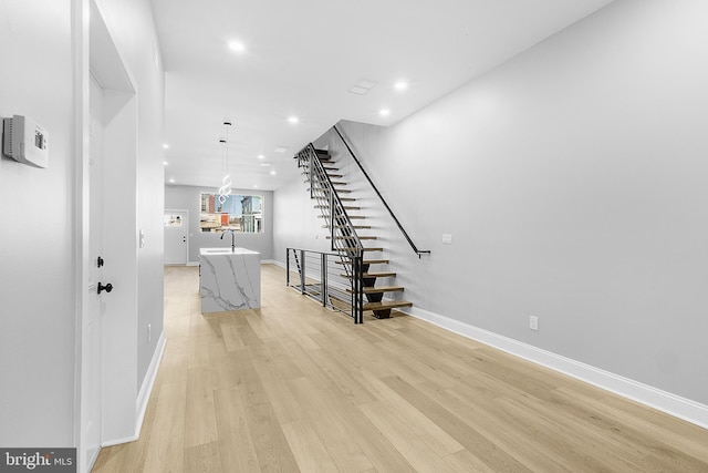 interior space with light hardwood / wood-style floors