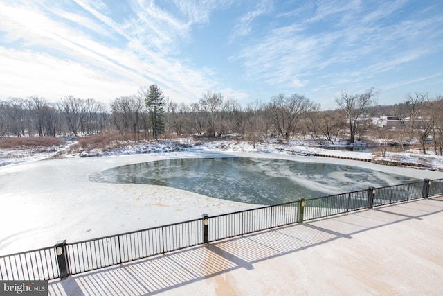 view of snow covered pool