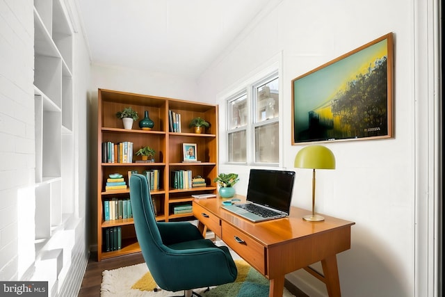 office space featuring wood-type flooring