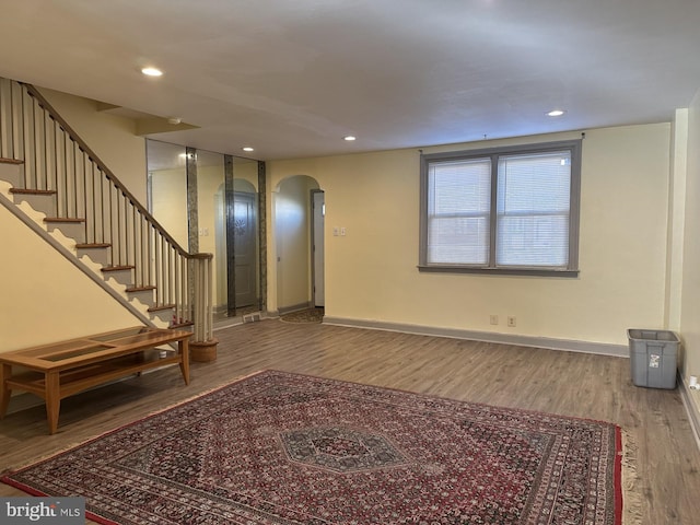 entrance foyer featuring wood-type flooring