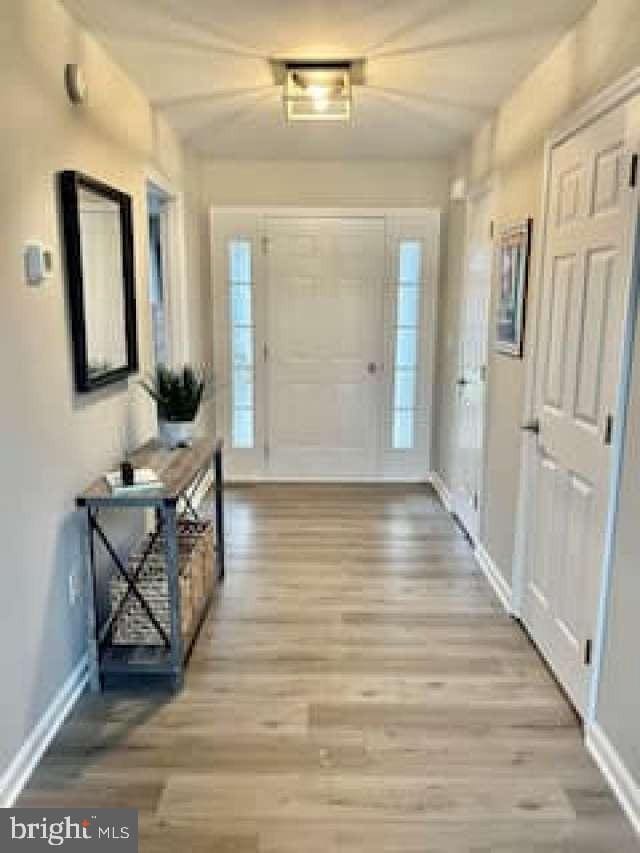 foyer entrance featuring hardwood / wood-style floors