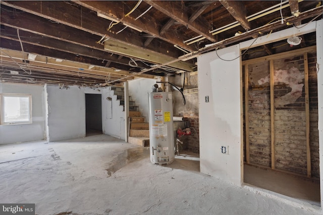 basement with water heater