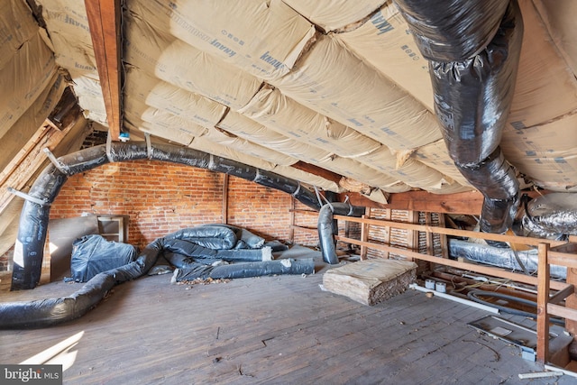 view of unfinished attic