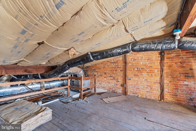 view of unfinished attic