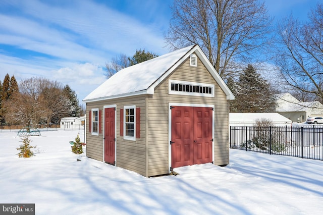 view of snow covered structure