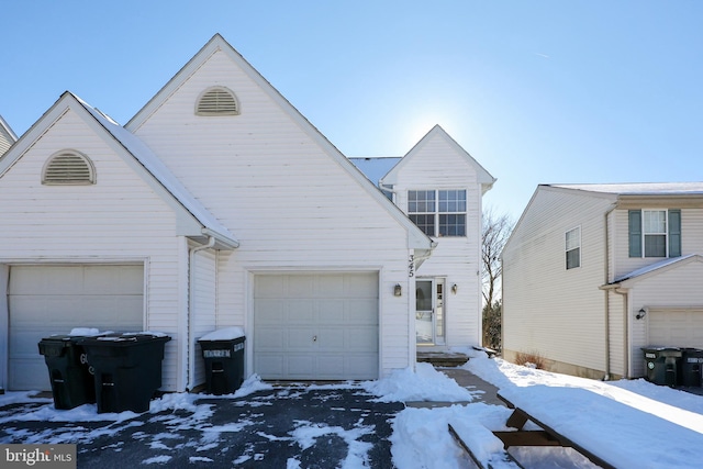 view of front property with a garage