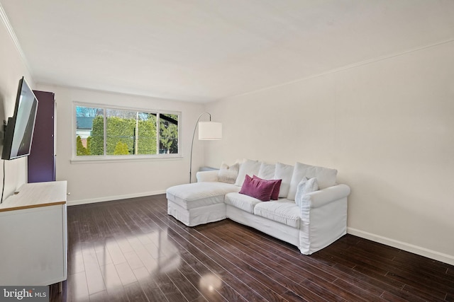 living room featuring dark hardwood / wood-style flooring