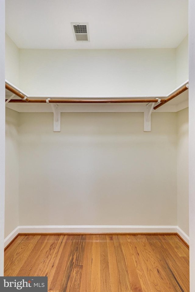 walk in closet with wood-type flooring