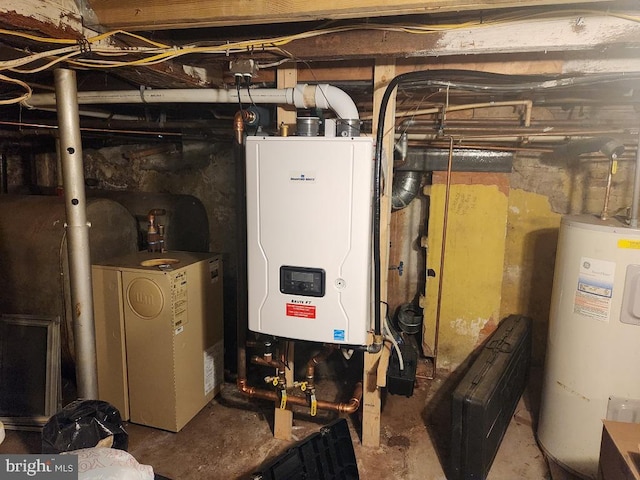 utilities with tankless water heater and electric water heater