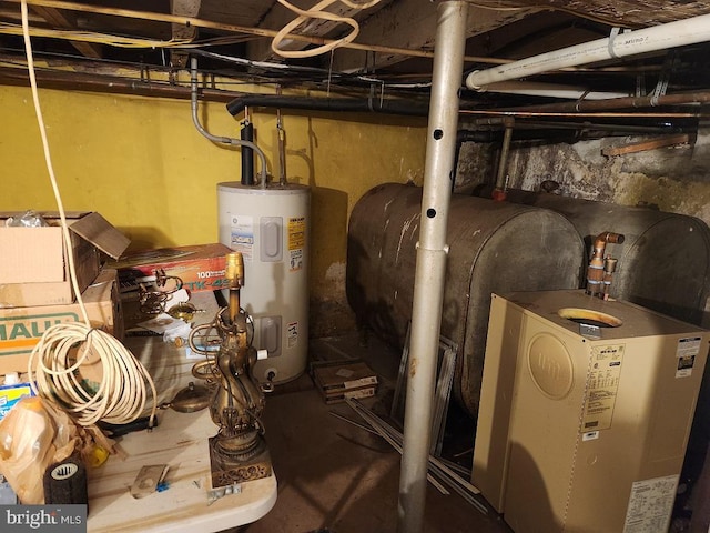 utility room with water heater