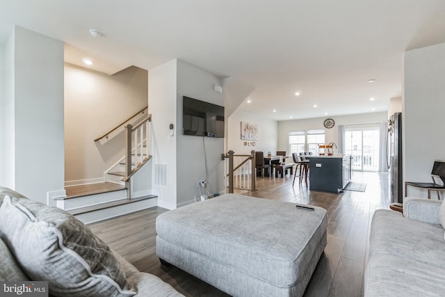 living room featuring hardwood / wood-style flooring