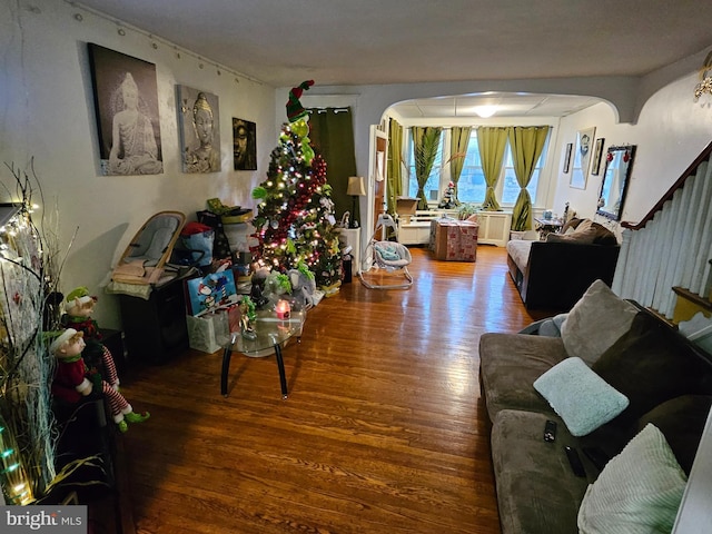 living room featuring hardwood / wood-style flooring