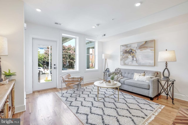 living room featuring light hardwood / wood-style flooring