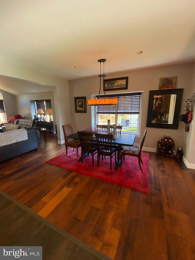 dining space featuring dark hardwood / wood-style flooring