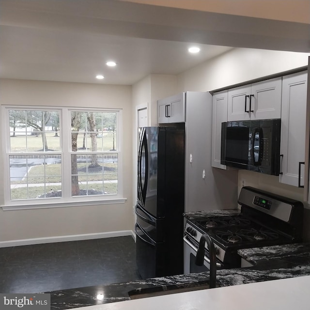 kitchen with black appliances