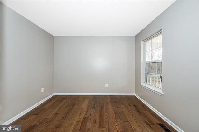 empty room with dark wood-type flooring