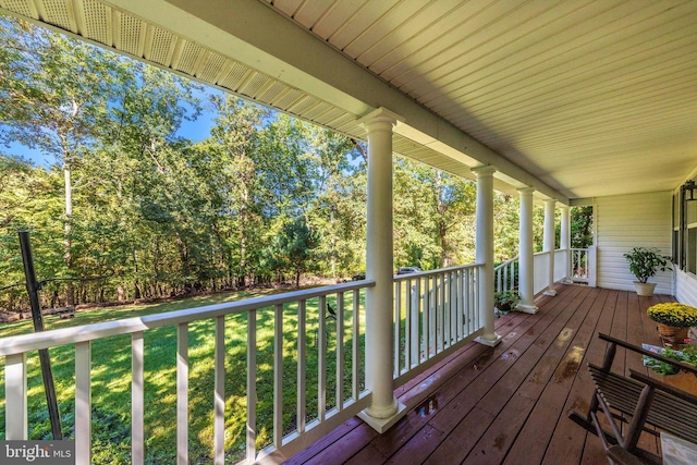 wooden terrace with covered porch