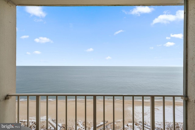 view of water feature with a view of the beach