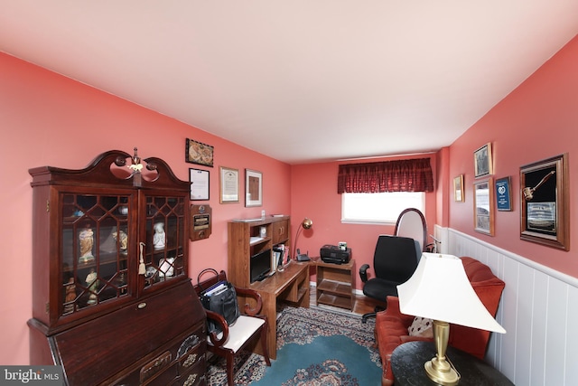 home office with wainscoting