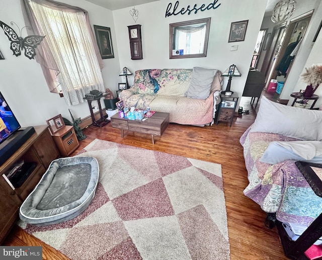 living room with hardwood / wood-style flooring