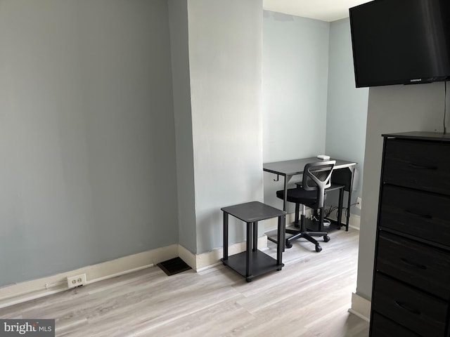 office area featuring light hardwood / wood-style flooring