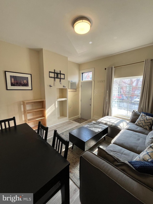 living room with light wood-type flooring