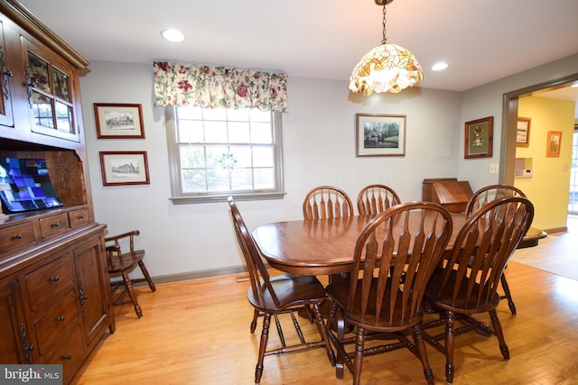 dining area with light wood-type flooring