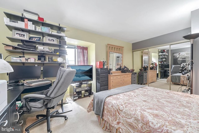 carpeted bedroom featuring a closet