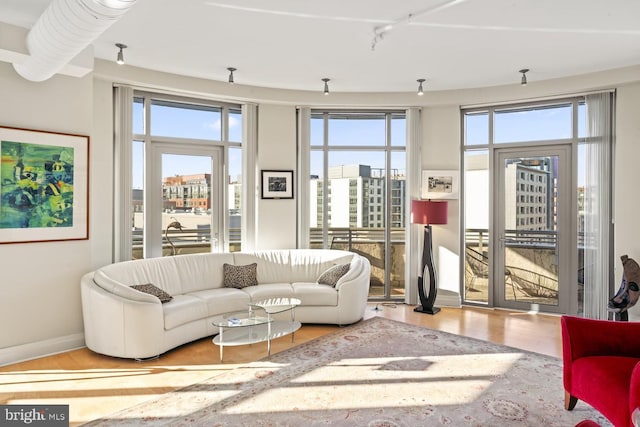 living room featuring light hardwood / wood-style floors