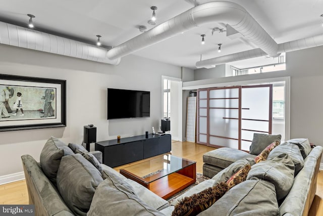 living room featuring light hardwood / wood-style floors