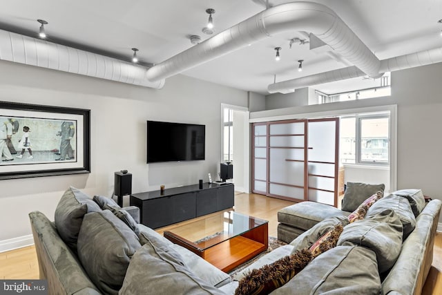 living room featuring light hardwood / wood-style floors