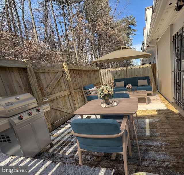 view of patio / terrace with an outdoor living space