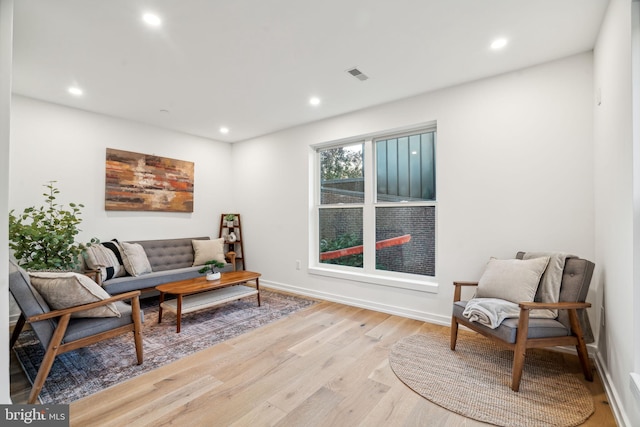 living room featuring light hardwood / wood-style flooring